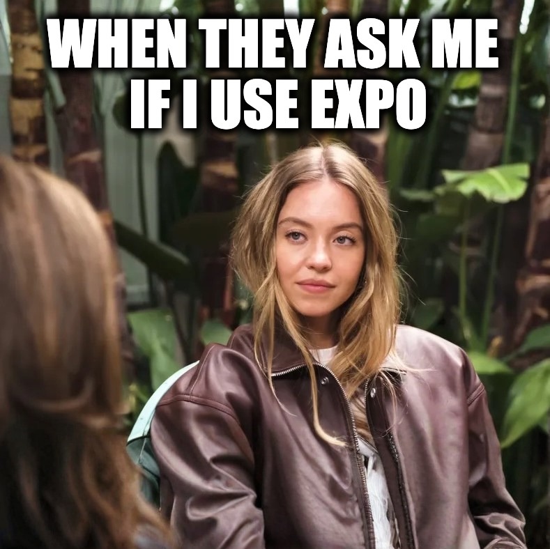 When they ask if we use Expo meme